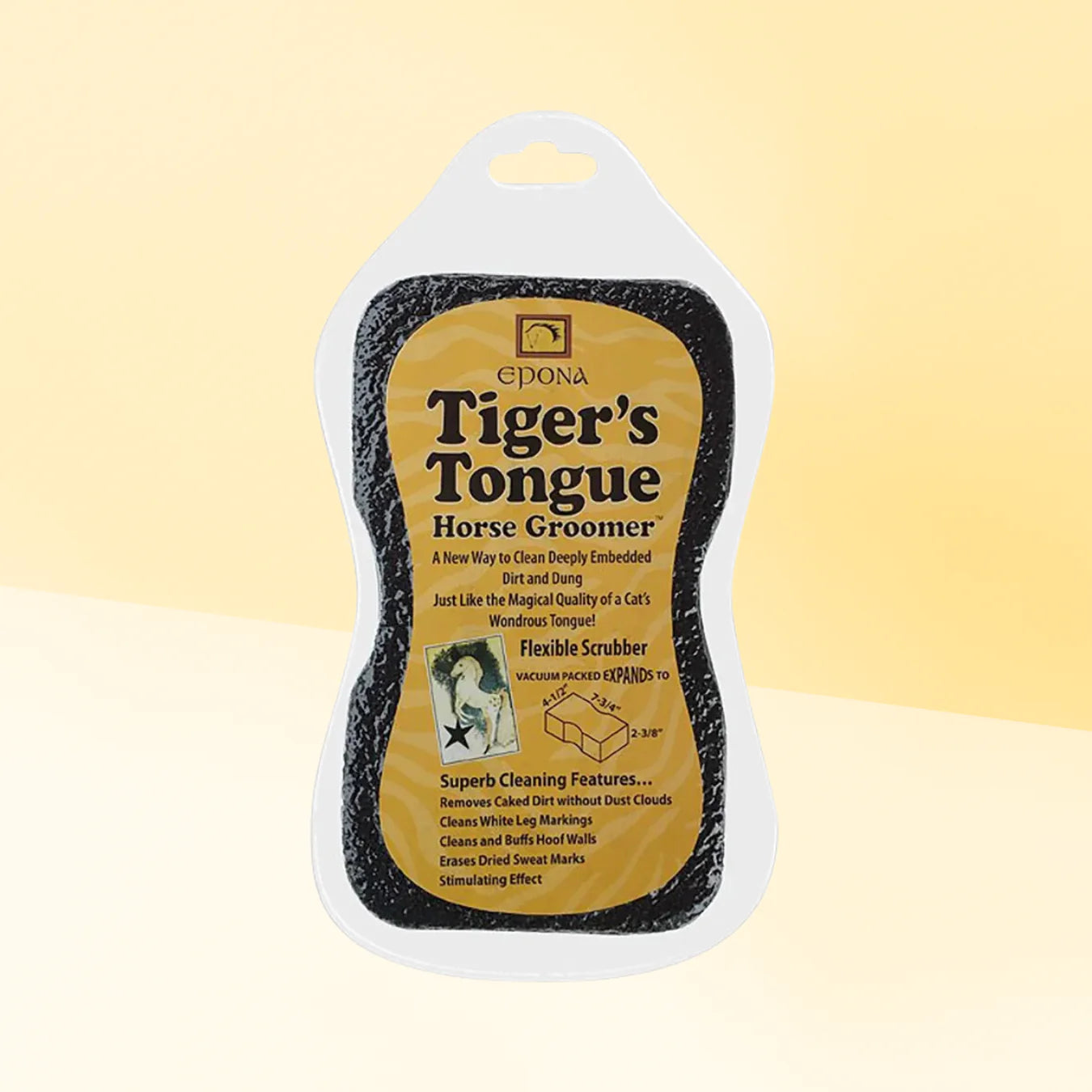 Equine Products France - TIGER'S TONGUE 3 EN 1 Eponge + Bouchon + Etrille noire