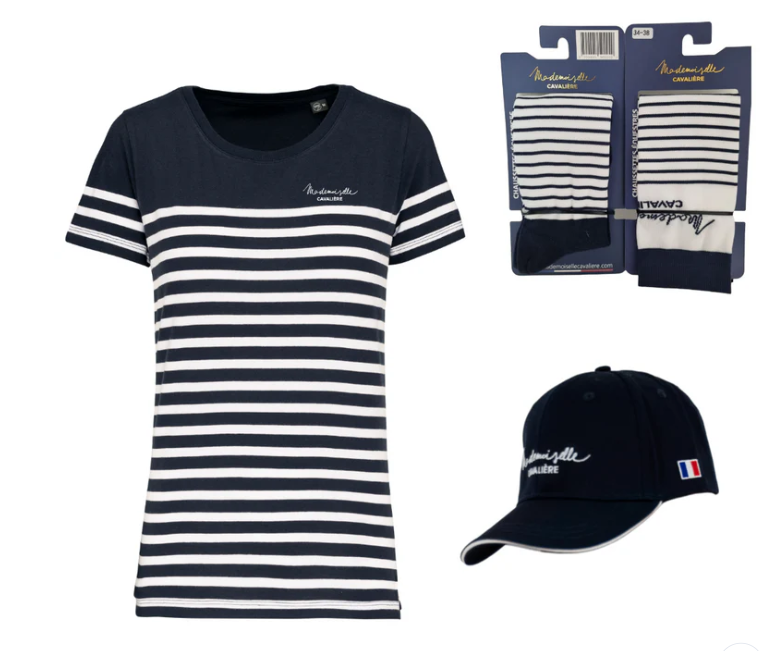 Mademoiselle Cavalière - Pack Marinière Tee shirt + Chaussettes + Casquette