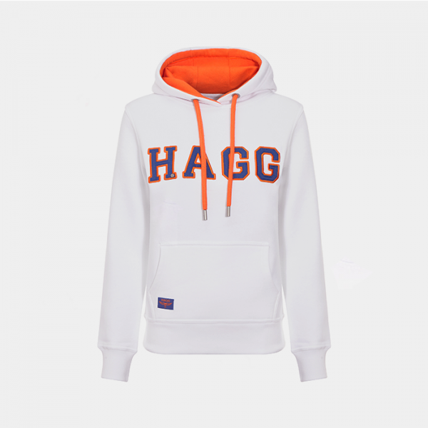 HAGG - SWEAT À CAPUCHE FEMME Blanc/Orange/Bleu