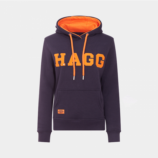 HAGG - SWEAT À CAPUCHE FEMME Marine/Orange